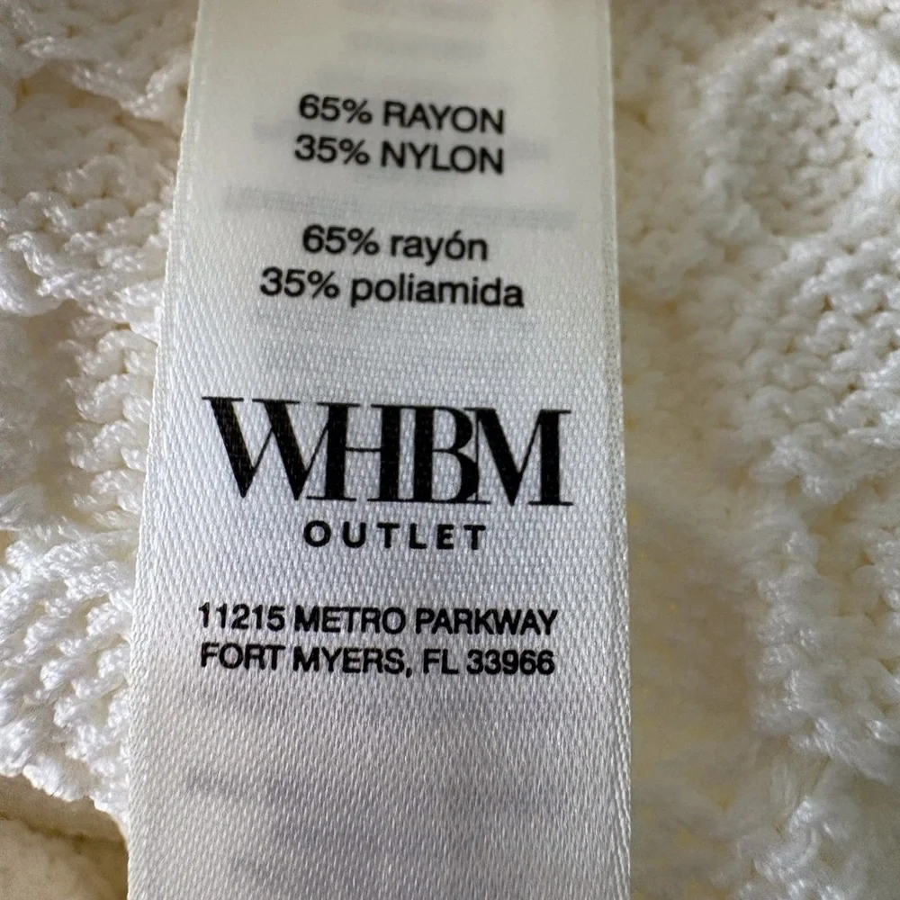 WHBM XL Ecru Top Cap Sleeves Cable Knit Design NWT Office Career Party Cruise - Picture 7 of 12